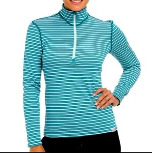 Patagonia Capilene Midweight Quarter Zip Pullover Blue Stripe Size S Activewear